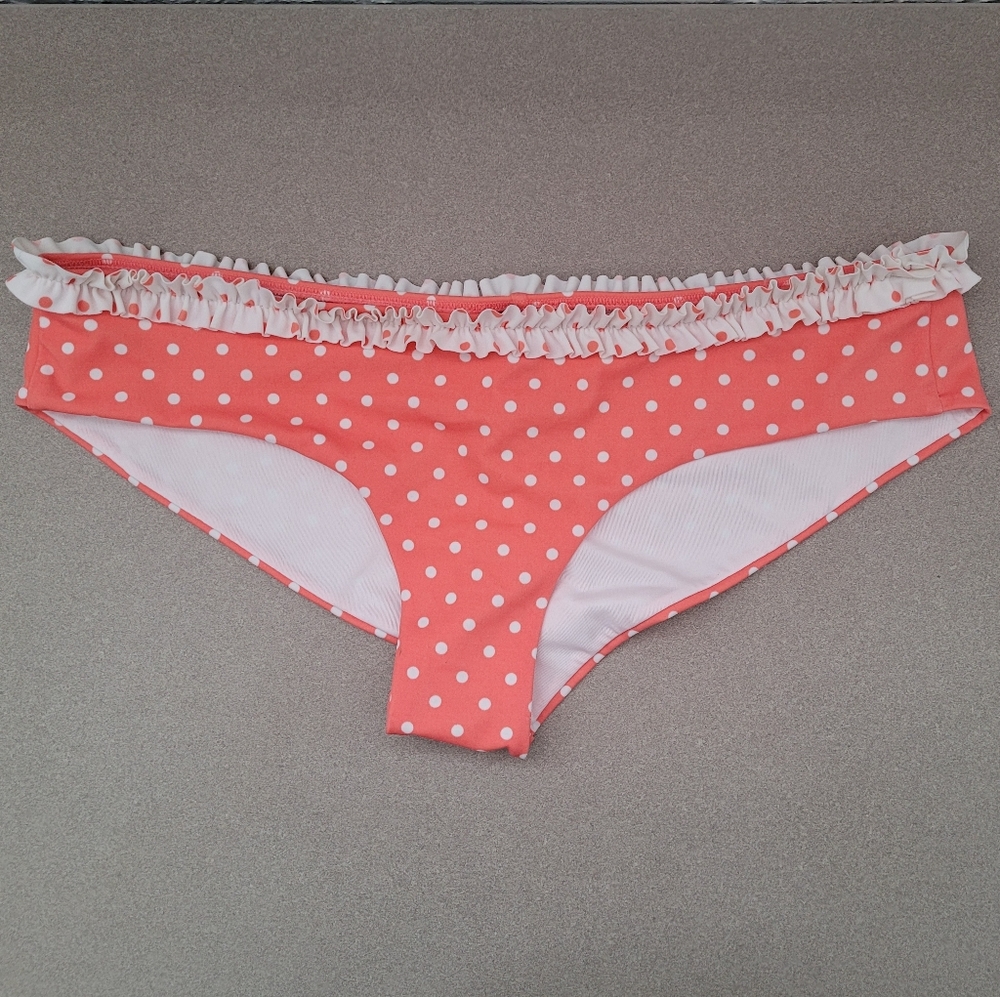 Victoria's Secret Coral Polka Dot Bikini Bottom M